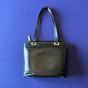 Stuart Weitzman Vintage Black Leather Zipper Close Tote Purse